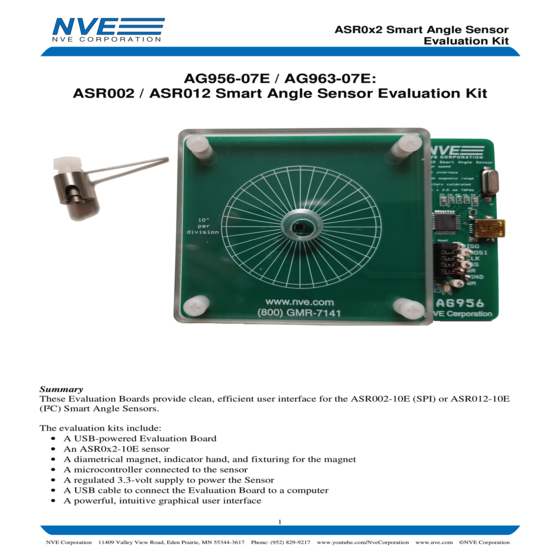 AG963-07E ASR012-10E I²C Smart Angle Sensor Evaluation Kit