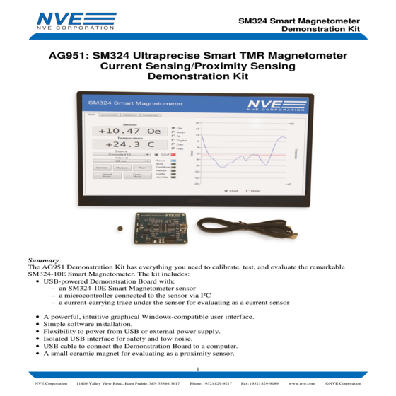 AG951-07E SM324-10E Smart TMR Magnetometer Evaluation Kit