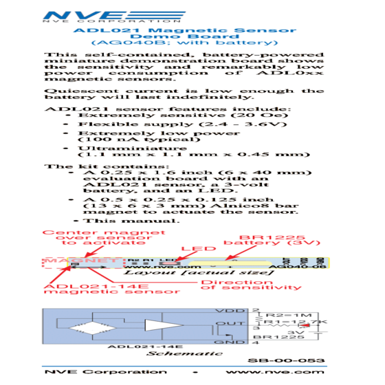 AG040B ADL021 Nanopower Sensor Demonstration Board